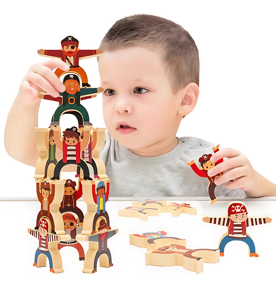 Piratas De Madera Juego De Equilibrio Montessori Con Niveles - Imagen 5