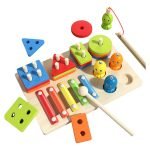 Juego 3 En 1 Xilofono - Pesca - Encaje Montessori Multicolor