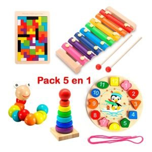Pack 5 Juguetes Didácticos De Madera Para Niños Montessori - Modelo A - Juguete Didáctico de Madera en Chile