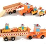 Camión con Rampla y Autos en Madera de Construcción - Montessori