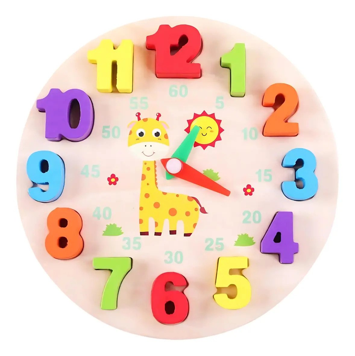 Reloj De Encaje Juguete De Madera Didactico Montessori Multicolor - Imagen 2