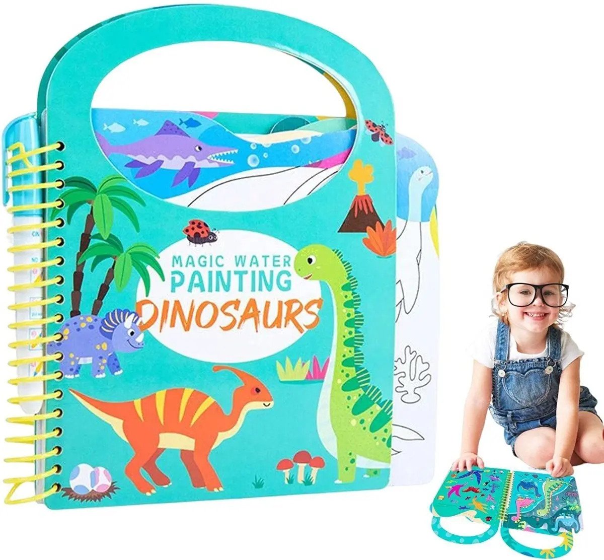 Libro Para Pintar Al Agua Niños Montessori Dinosaurios - Juguete Didáctico de Madera en Chile - Vista 8