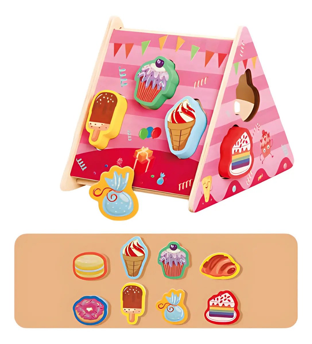 Casita Tipi De Encaje Figuras De Madera Montessori Postres - Juguete Didáctico de Madera en Chile