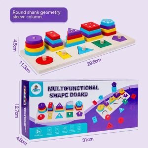 Juego Encaje Madera Multifuncional De Madera Montessori Figuras Geométricas